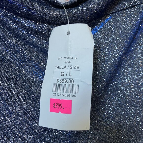 NWT Shasa Shiny Wide Leg Pants Womens L Pull On Blue Sparkling Rave Disco - Picture 4 of 13